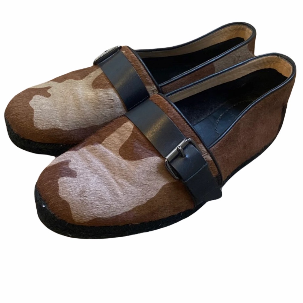 Christian louboutin espadrilles camo pony calf hair leather buckle sz 40